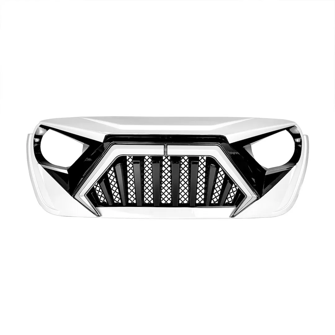 AMJPCA00142 – AMERICAN MOD Grille, Bar Style With Light Cutouts Black/ White ABS Plastic With Amber LED Daytime Runni...